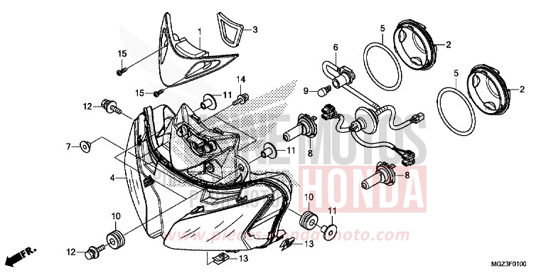 HEADLIGHT for CBR500R ABS SEAL SILVER METALLIC (NHA14) from 2014
